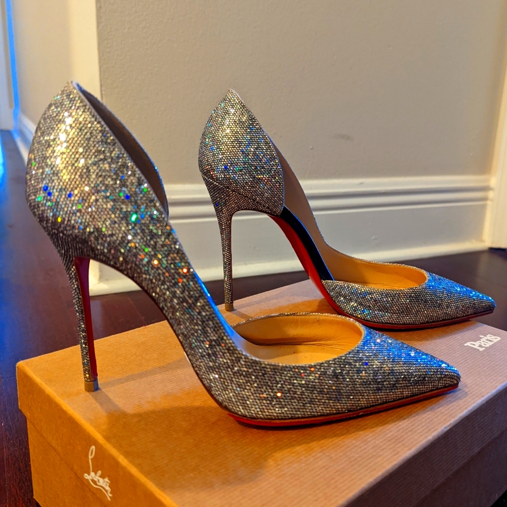 Christian Louboutin Iriza 100 Glitter Disco Ball/Patent 38 (size 8)